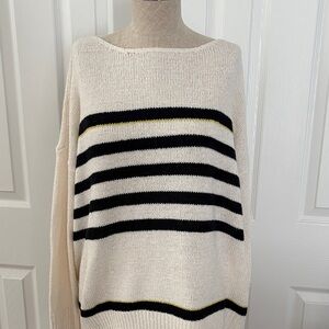 Loft Striped Cream and Black Women's Sweater